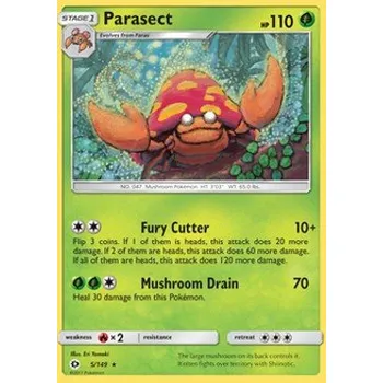 Karetní hra Pokémon SUM 005/149 Parasect - Sun & Moon Stav: Excellent, Verze: REVERSE HOLO