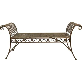 Zahradní lavice Zeleno-hnědá antik kovová zahradní lavice – 142x41x66 cm + doprava zdarma