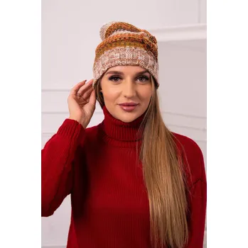 Čepice Monika fleecová čepice K256 red+camel UNI