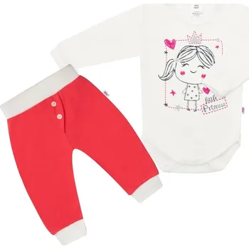 Kojenecký body 2-dílná bavlněná souprava Funny smetanovo-růžová New Baby Velikost: 80 (9-12m)