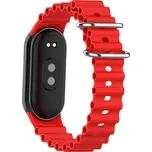 Vroubkovaný náramek s přezkou Mi band 8/9/10 Barva: Červená, Pro Přístroj: Xiaomi Mi Band 8/9/10