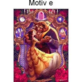 Diamantové malování Čína Diamantové malování - Kráska a Zvíře (kulaté diamanty) Motiv: E, Rozměr: 20x25 cm