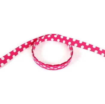 Popruh bavlněný 25mm, bílý puntík na růžové, galanterie, metráž