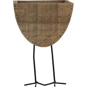 Obal na květináč Dekorační dřevěný obal na květiny na kovových nožkách – 17x13x25 cm