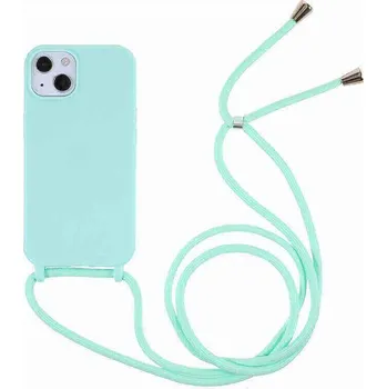 Pouzdro na mobilní telefon Gumový ochranný kryt se šňůrkou na krk pro Samsung Galaxy S22 Ultra 5G - světle zelený