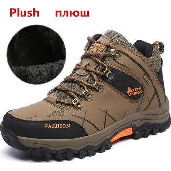 Pánská zimní obuv Zimní tenisky pánské kožené sněhule s plyšem Velikost: 40, Barva (Varianta): Hnědá