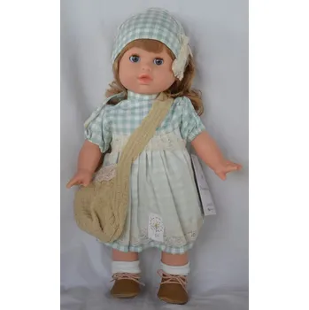 Panenka Realistická panenka- Tina v kostkovaných šatech od španělské firmy Marina & Pau (Tina Vichy- 42 cm - balená v sáčku)