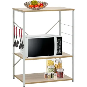 Nábytek XL Skříňka na mikrovlnku bílá a dub 60 x 39,6 x 79,5 cm kompozit 288237