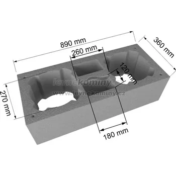 Komín CS-Tvarovka pro dvouprůduchový komín s ventil. šachtou 160/180/200 PLUS