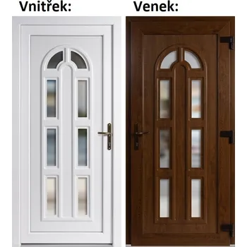 Vchodové dveře Plastové vchodové dveře Soft Linda, Zlatý dub/bílá, 100x210 cm, pravé, otevírání VEN