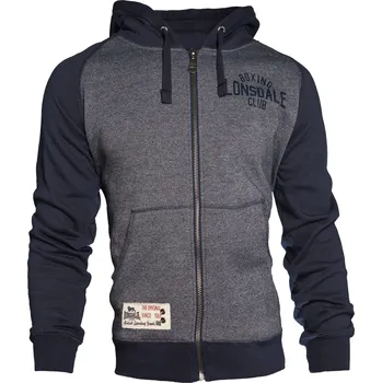 Pánská casual bunda Lonsdale Men's hooded zipsweat jacket slim fit Lonsdale černá | šedá 2001415
