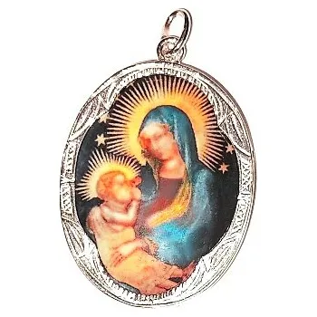 Šperk Stříbrný přívěšek Madonka, porcelánová Madonka - P 158 M17 (Stříbrný medailon)