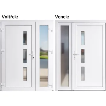 Vchodové dveře Dvoukřídlé vchodové dveře plastové Soft Venus+Sklo Nisip, Bílá/bílá, 150x200 cm, levé