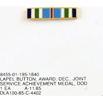 ARMÁDNÍ ORIGINÁL US ARMY Odznak ocenění na klopu US Ribbons Joint Service Achievement Medal DOD