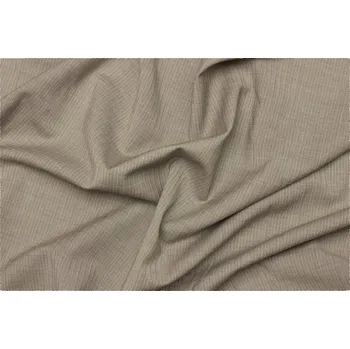 Kostýmová vlna směsová elastická - Béžovo šedá s jemným proužkem