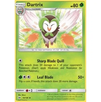 Karetní hra Pokémon SUM 010/149 Dartrix - Sun & Moon Stav: Excellent, Verze: REVERSE HOLO