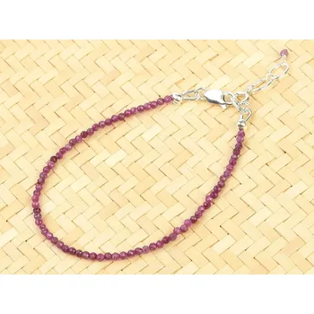 Náramek Náramek rubín broušené kuličky 2mm Ag 925/1000