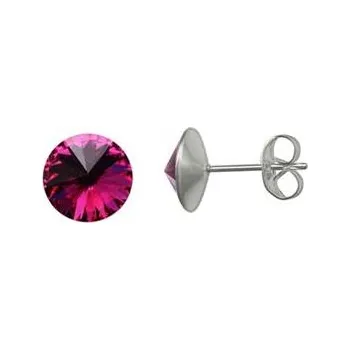 Náušnice Ocelové náušnice s krystaly Swarovski - Fuchsia 6 mm
