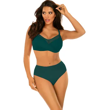 Oblečení a móda Dámské dvoudílné plavky Fashion 18 S940FA18-7 tm. zelené - Self 48D