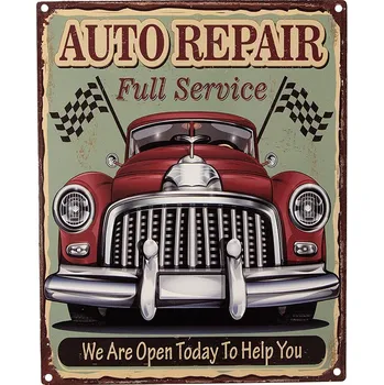 Plechová cedule Barevná antik nástěnná kovová cedule Auto Repair - 20*1*25 cm