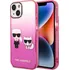 Pouzdro na mobilní telefon Karl Lagerfeld Gradient Karl and Choupette pro Apple iPhone 14 růžové
