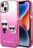 Pouzdro na mobilní telefon Karl Lagerfeld Gradient Karl and Choupette pro Apple iPhone 14 růžové