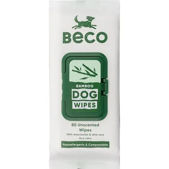 Kosmetika pro psa Beco Bamboo čistící ubrousky pro psy bez vůně (80 ks)