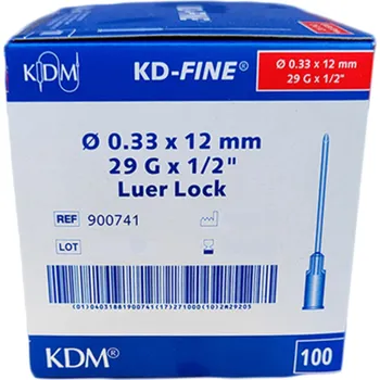 Injekční jehla Injekční jehla KD-Fine 0,33 x 12mm, 29G x 1/2 červená 100 ks