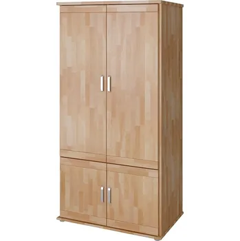 Šatní skříň Skříň Alfa 2D - Praktik masiv buk Moření: Buk přírodní, Členění skříně: Celošatní