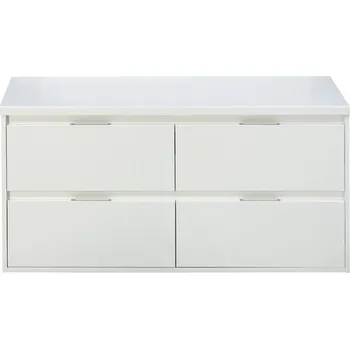 Koupelnový nábytek Koupelnová skříňka pod umyvadlo Porto 120 cm s umyvadlovou deskou 4 zásuvky bílá vysoce lesklá