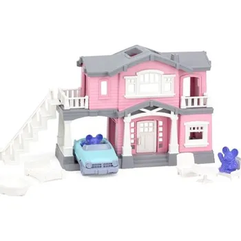 Domeček pro panenku Green Toys Růžový dům s 9 ks příslušenství