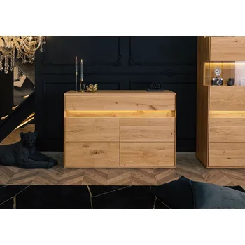 Televizní stolek CARDIFF Příborník divoký dub včetně, LED, 123x43,5x86 přírodní olejovaný