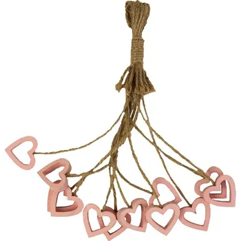 Velikonoční dekorace Srdíčka ve svazku, 12ks D1360-05