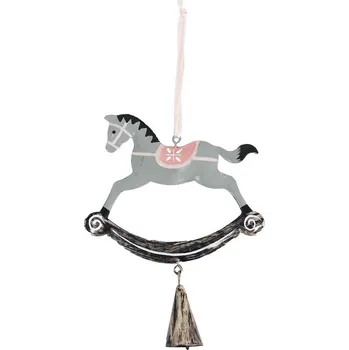 Vánoční dekorace Koník k zavěšení šedý K1658