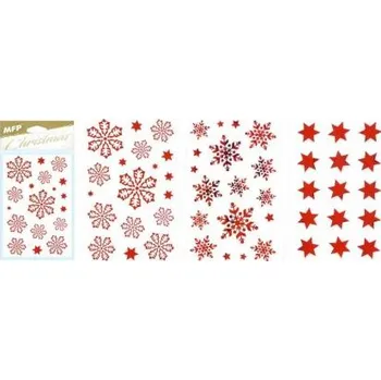 Vánoční dekorace vánoční samolepky vločky 80x120mm červená 8882326 MFP