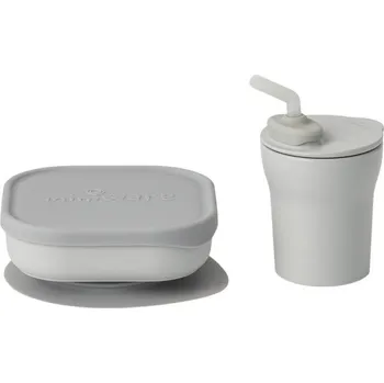 dětská jídelní sada MINIWARE Set Sip & Snack Grey/Grey