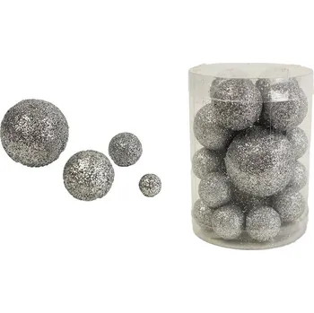 Vánoční dekorace Koule stříbrné, 28 ks X1643/ST