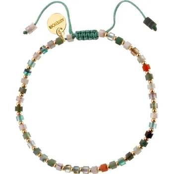 Náramek Pozlacený náramek z mosazi s křemeny, fluority, howlitem a perletí - AR535-9678