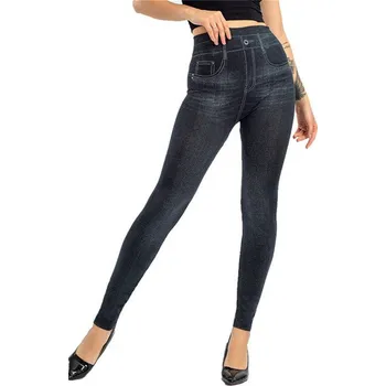 Dámské kalhoty Dámské legíny s džínovým motivem Barva: černá (PD394 Black), Velikost: XL