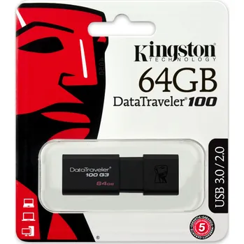 USB flash disk Flashdisk DataTraveler 100 G3 - 64GB černý