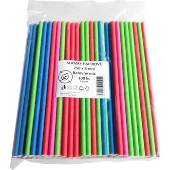Alobalová fólie Slámky jumbo papírové barevné mix 25cmx8mm 100ks NMBA