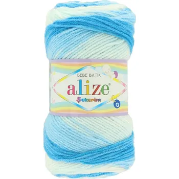 Příze Alize Sekerim Bebe Batik 2130 bílo - modrá