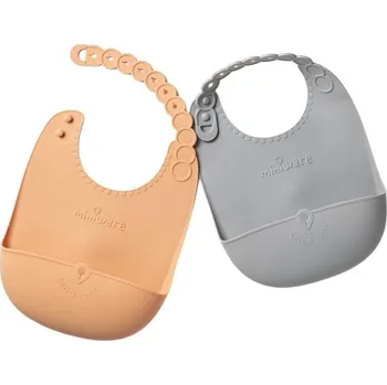 Bryndák MINIWARE set silikonových bryndáků Roll & Lock Grey/Toffee