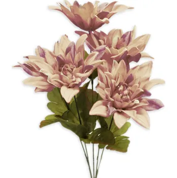 umělá květina Jiřina kytice textil x5/40cm pudrová