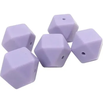 Dětské navlékací korálky Natana hranaté silikonové korálky pastelově fialové 17 mm 5 kusů