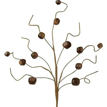 Vánoční dekorace Dekorace / větvičky s rólničkami- 6 ks Hnědá