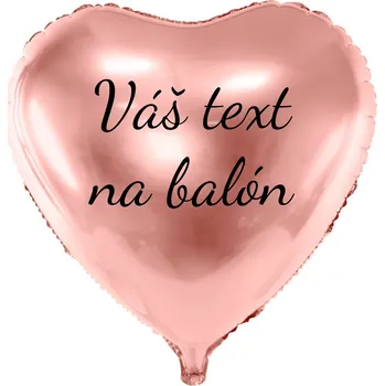 Balónek PartyDeco Fóliový balón s textem - Růžovovozlaté srdce 61 cm