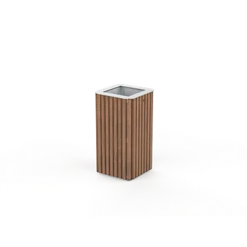 Venkovní odpadkový koš HTI LIGHT Odpadkový koš KLI106.00 Materiál konstrukce: ocel, Povrchová úprava: komaxit dle RAL, Typ použitého obložení: ash