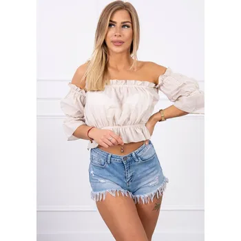 Kesi Dámská španělská halenka s volánky Essyrat béžová Univerzální