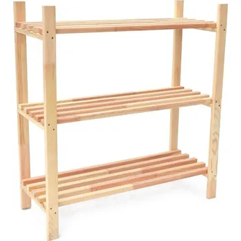 Dílenský regál Regál malý nízký dřevěný se 3 policemi, masiv borovice, 75x80x30 cm